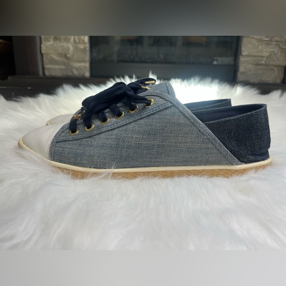 MICHAEL Michael Kors Women’s Denim Kristy Lace Up Leather Canvas Shoes Size 9 - Picture 6 of 9